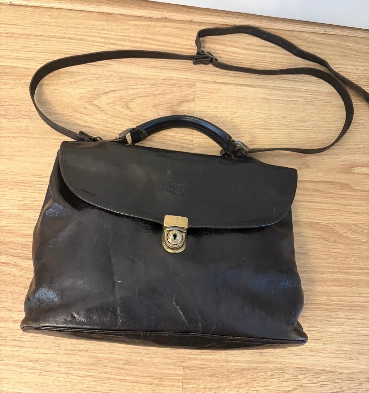 Vintage Burkely's Leather House Leren Tas Zwart, Ophalen of Verzenden, Gebruikt, Zwart, Handtas