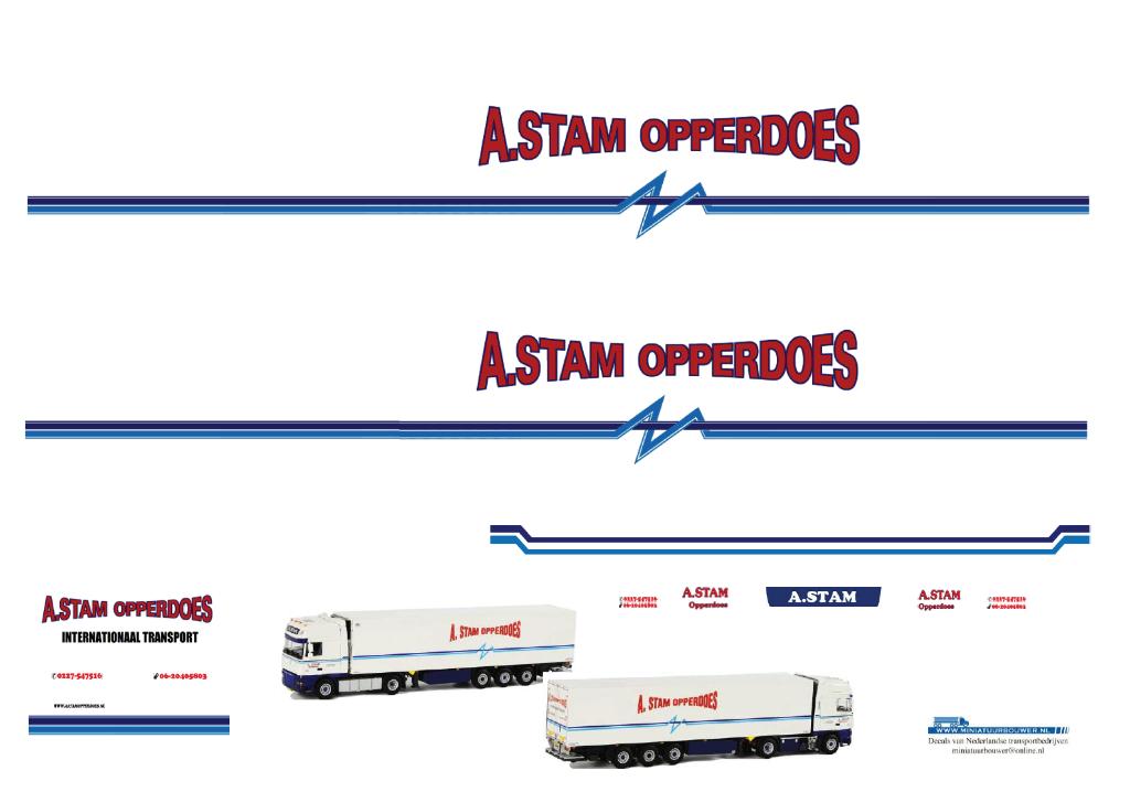 Vrachtauto decal 1:50 A Stam Opperdoes ( trailer ), Verzenden, Nieuw, Bus of Vrachtwagen, Overige merken