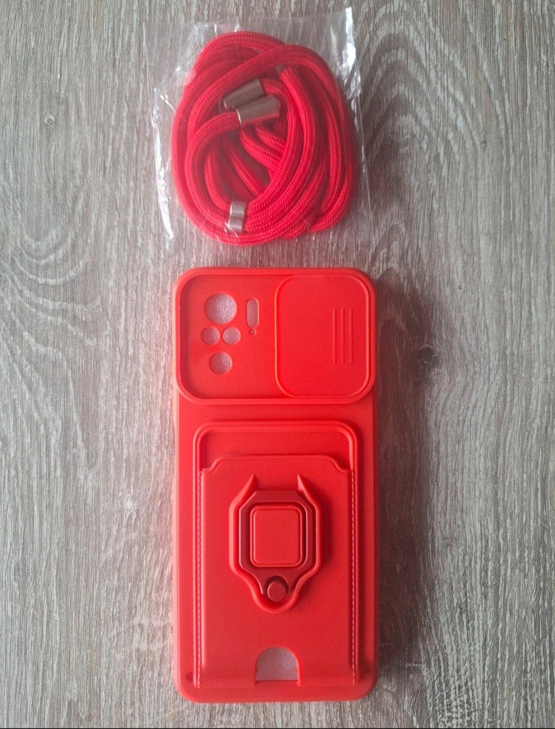Xiaomi Rode telefoonhoes met pasjeshouder & ring standaard, Verzenden, Overige merken, Hoesje of Tasje, Rood