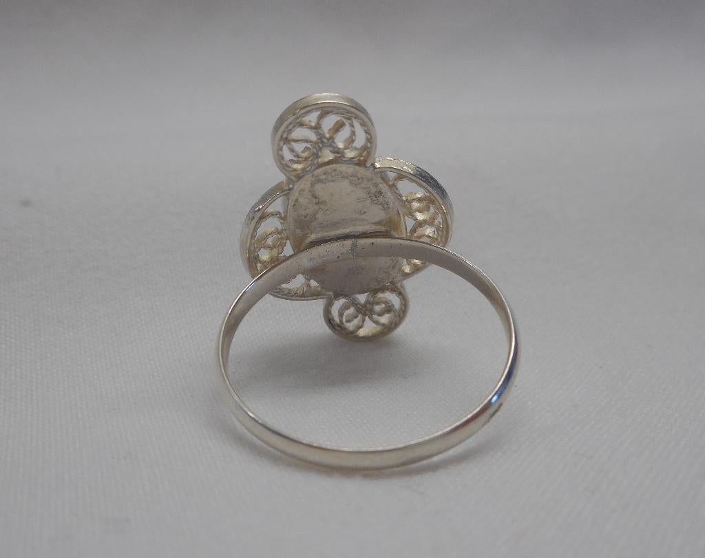 Zilveren ring met delfts blauwe steen maat 19.25 nr.786, Verzenden, 19 tot 20, Zo goed als nieuw, Dame