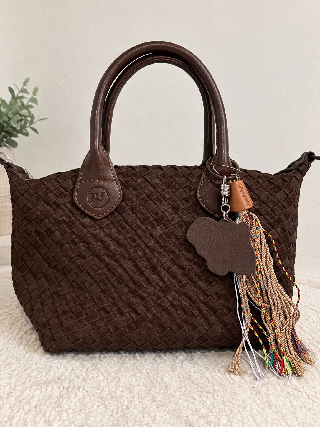 Nieuw Stijlvolle bruine handtas met gevlochten design, Sieraden, Tassen en Uiterlijk, Ophalen of Verzenden, Nieuw, Bruin, Handtas