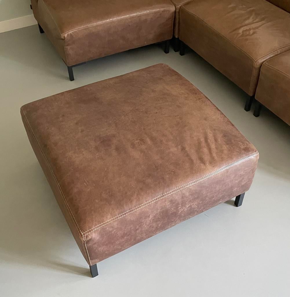 Hocker bruin leer - Goossens Marshall, Ophalen, Gebruikt, Leer