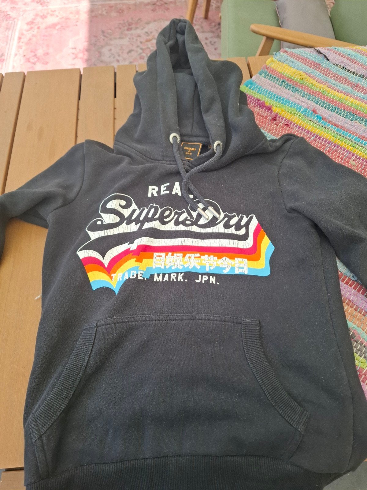 Superdry hoodie zwart met kleurrijk logo - Maat S, Superdry, Zwart, Ophalen of Verzenden, Maat 36 (S)
