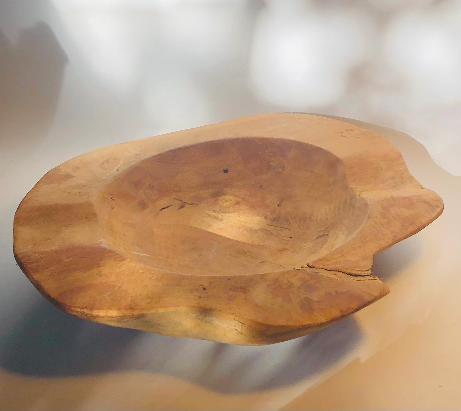 Mooie houten schaal, natuurlijke look, Ophalen of Verzenden, Rond, Hout