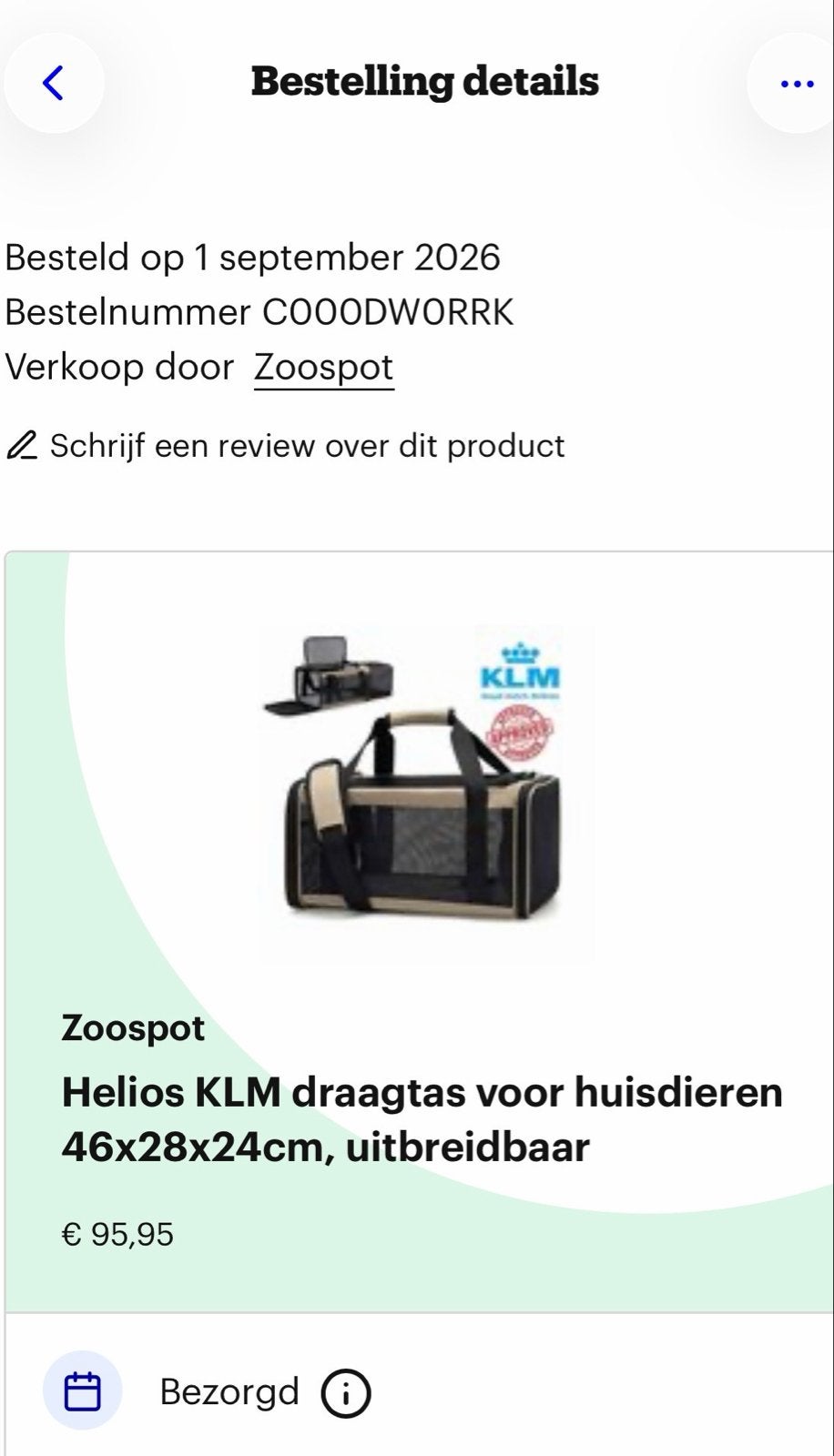 NIEUWE, ONGEBRUIKTE, DIEREN REISTAS (klm geschikt), Ophalen of Verzenden, Nieuw