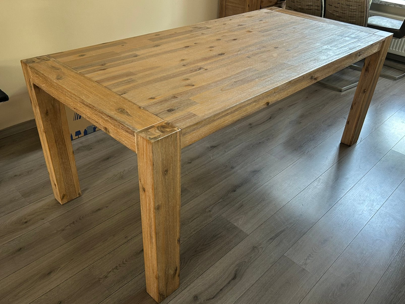 Eettafel Acaciahout 190x90, Huis en Inrichting, Tafels | Eettafels, Ophalen, Gebruikt, 50 tot 100 cm, Vijf personen of meer