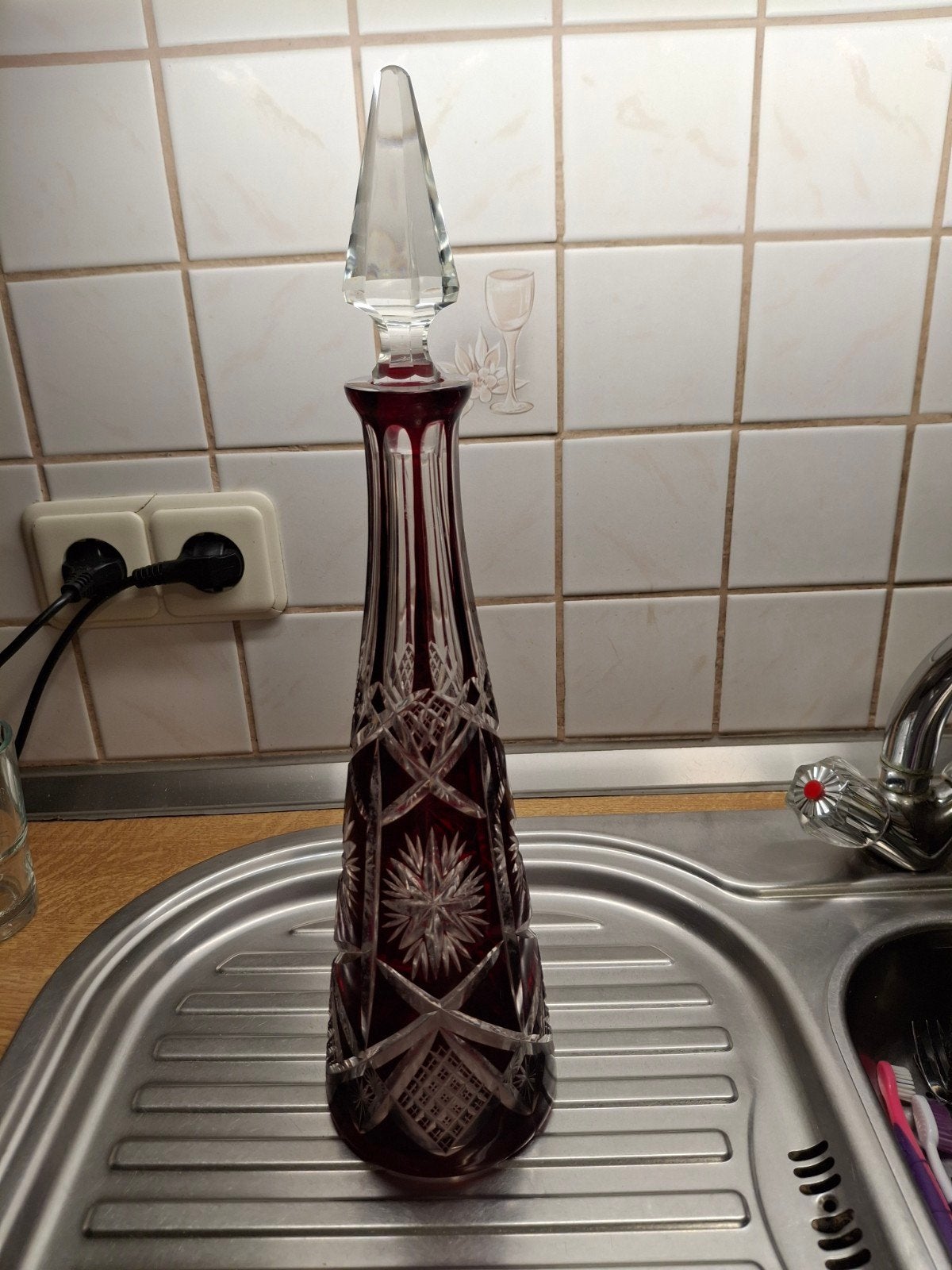 kristallen  Boheems  karaf gaaf, Antiek en Kunst, Antiek | Glas en Kristal, Ophalen of Verzenden