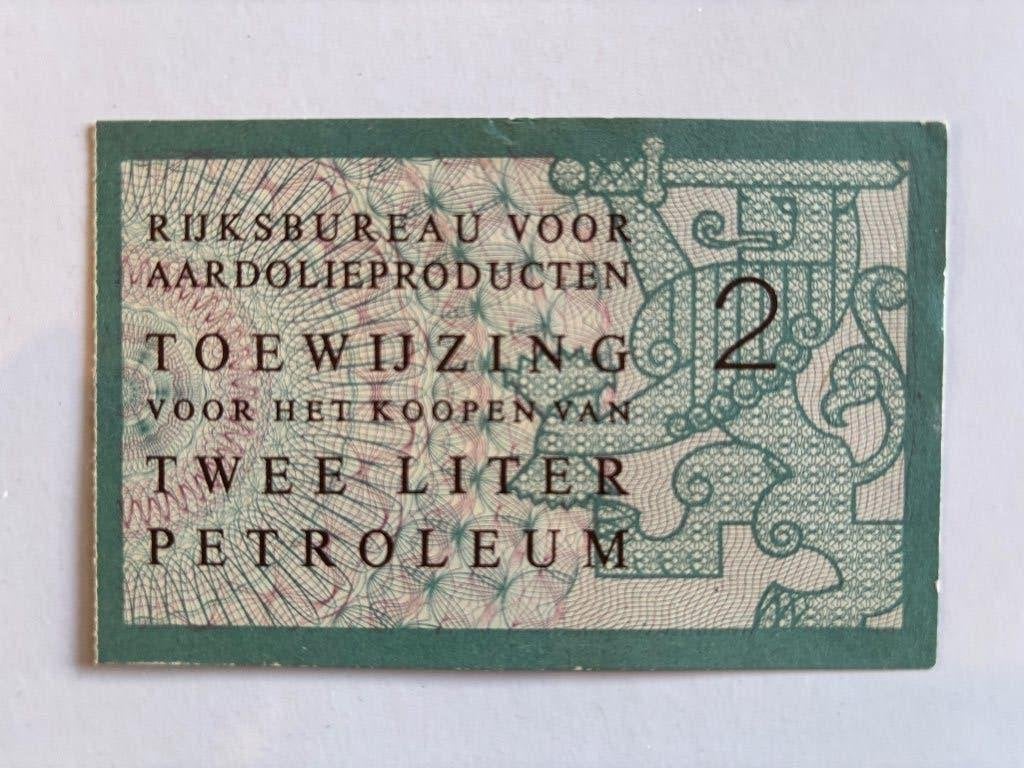 Zeldzame WW2 Toewijzingsbon 2 Liter Petroleum, Verzenden, Overige soorten, Nederland, Overige typen