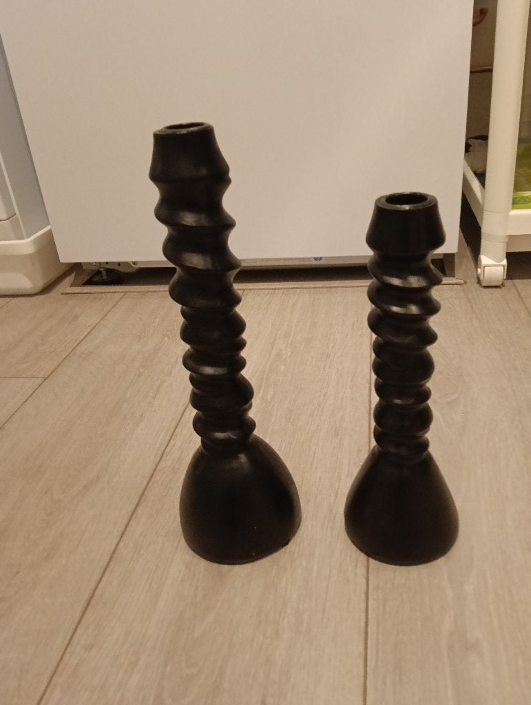 2 zwarte kandelaars, Ophalen of Verzenden, Zo goed als nieuw