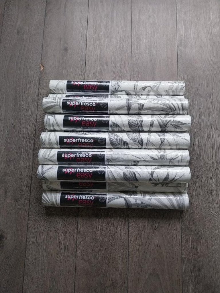 13 rollen behang, Ophalen, Bladeren, Natuurlijk, Grijs