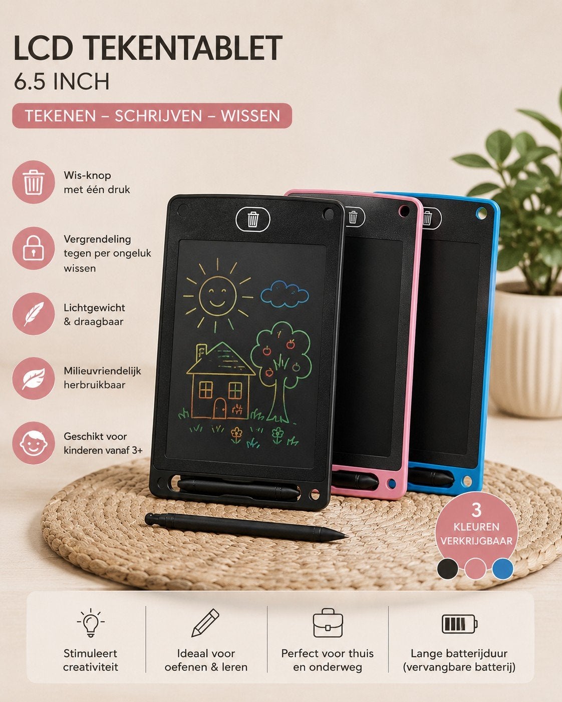 LCD Tekentablet 6.5 inch - Zwart, Ophalen of Verzenden