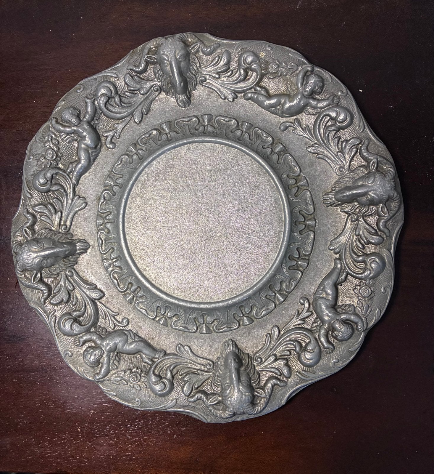 Vintage Italiaans-gotisch tinnen bord, Ophalen of Verzenden