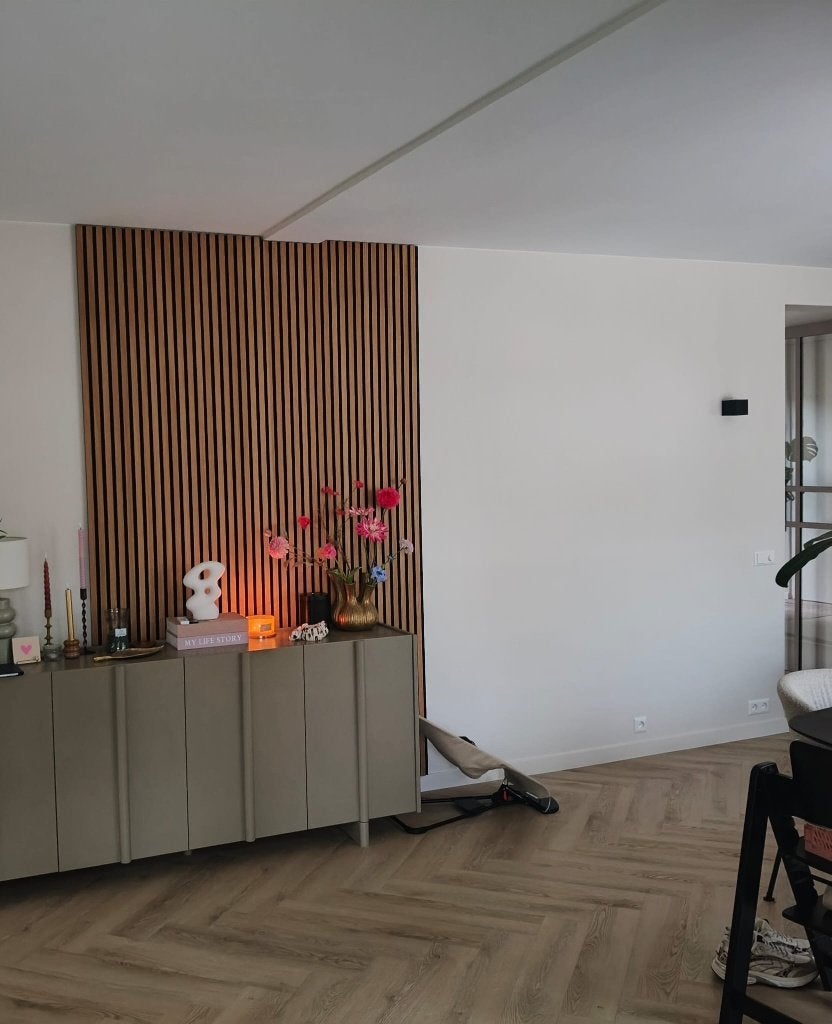 Eiken wandpanelen / Lattenwand (3 stuks), Huis en Inrichting, Ophalen, Hout, Bruin, Wandbord of Wandpaneel