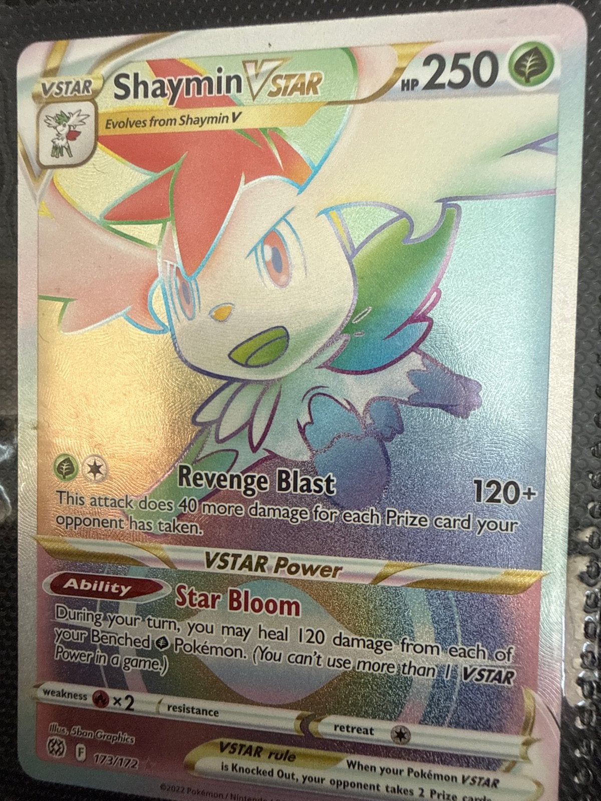 Shaymin VSTAR Rainbow Rare Pokémon Kaart 173/172, Verzenden, Zo goed als nieuw, Losse kaart, Foil