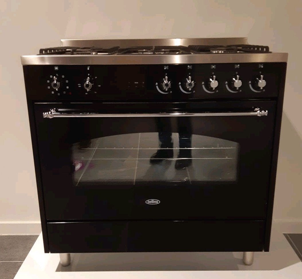 belling fornuis scr 900dft, 60 cm of meer, Zo goed als nieuw, Gas, Vrijstaand