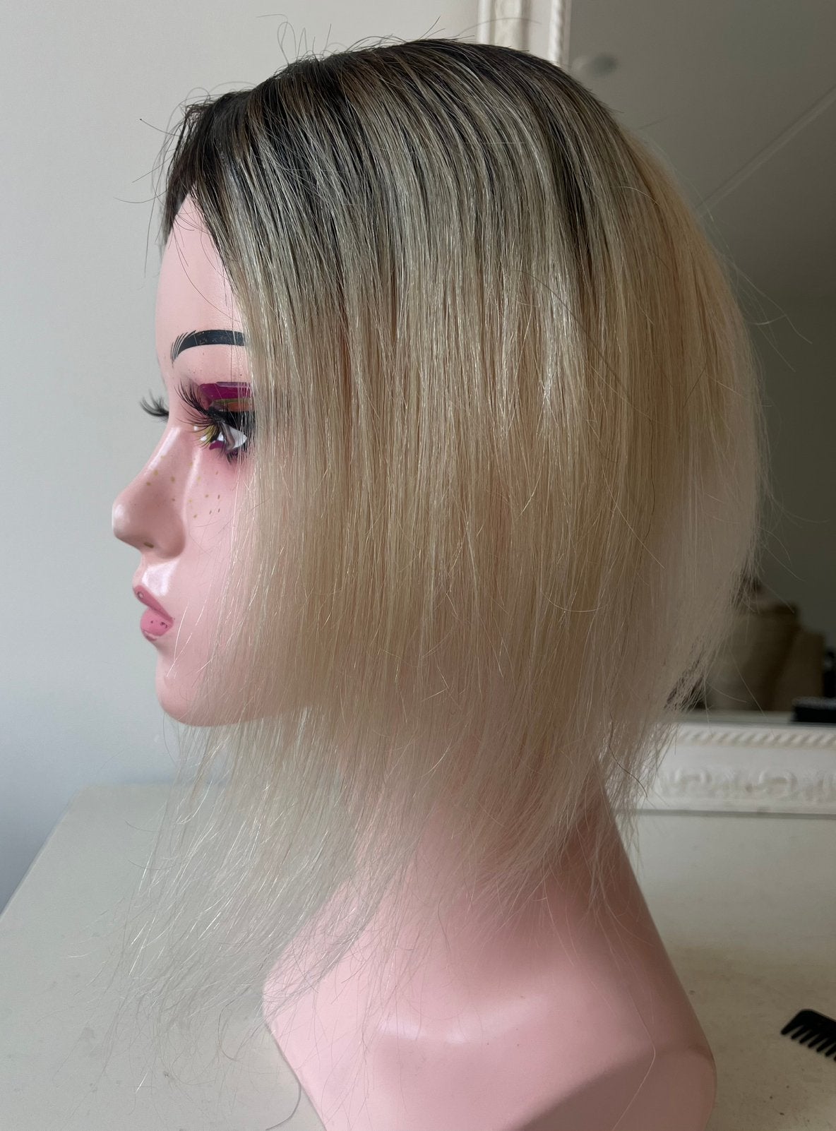100% echt haar, platinum blond ombre met donkere uitgroei, Ophalen of Verzenden