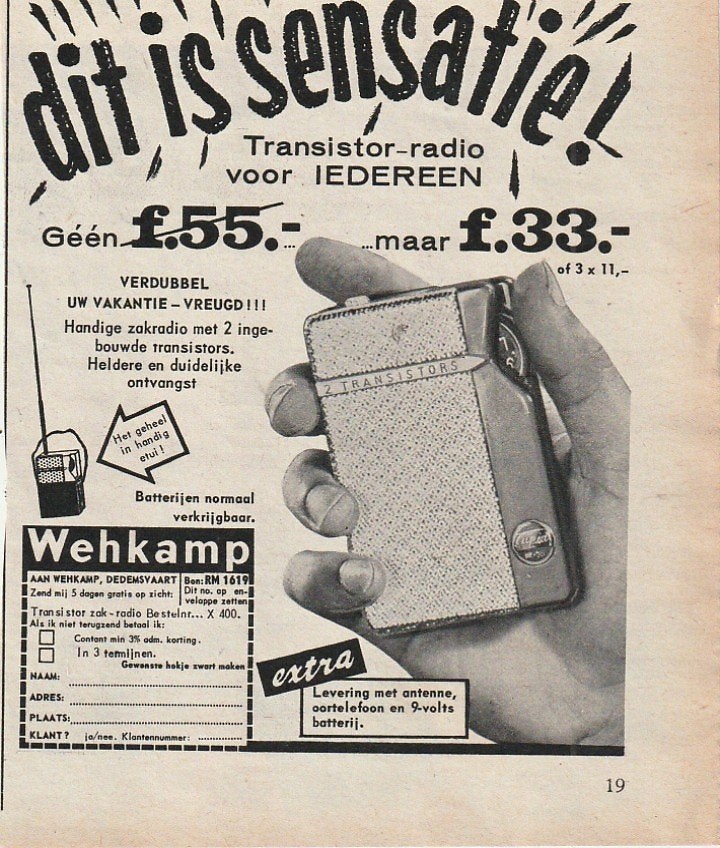 Retro reclame 1961 Wehkamp transistor radio voor iedereen, Verzamelen, Verzenden, Overige typen