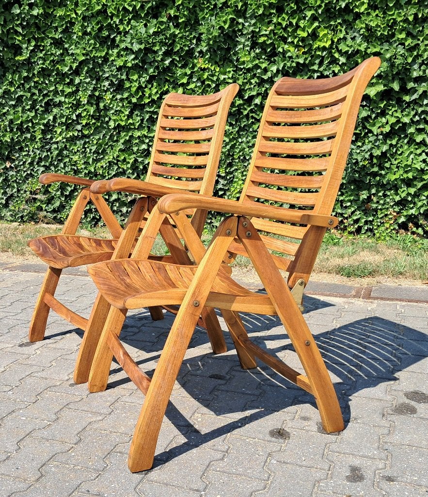 2 Populair Teak standenstoelen, inklapbaar, Gebruikt, Columbus 4, 7609 RM Almelo, Teakhout, Tuinset