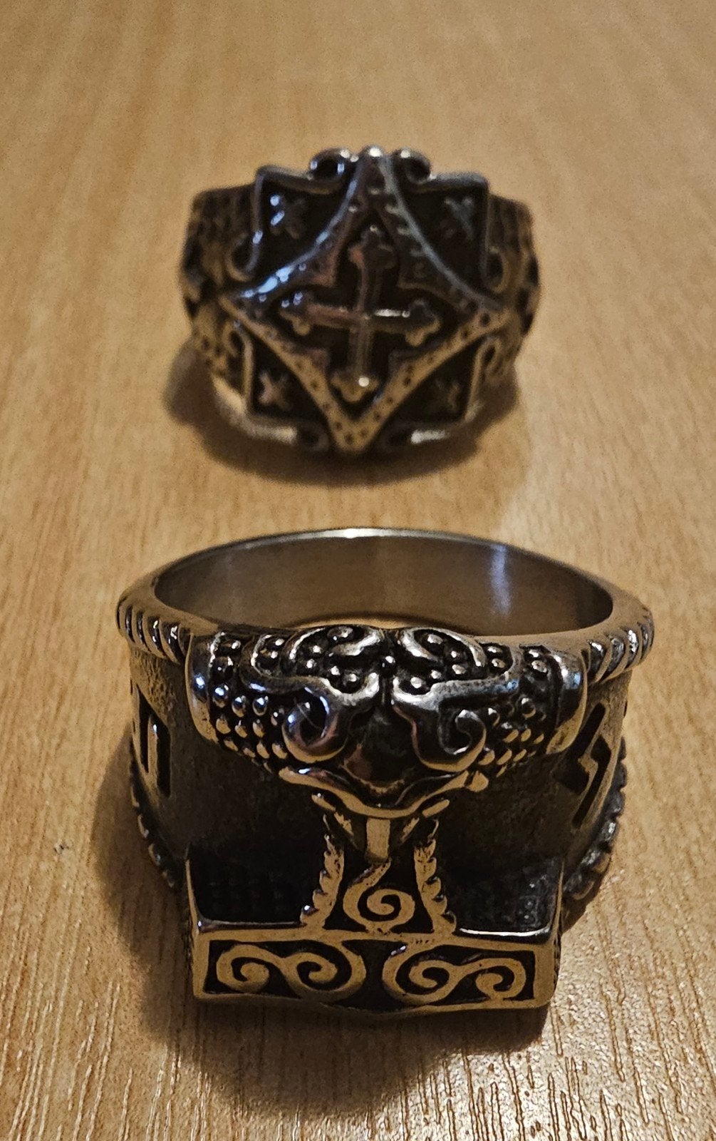 Stoere Ringen: Viking Stijl en Kruis Design, Sieraden, Tassen en Uiterlijk, Gebruikt, IJzer of Staal, Ophalen of Verzenden, Dame of Heer