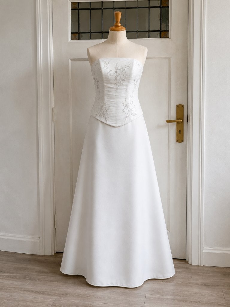 Strapless trouwjurk (Ladybird), maat 36, Kleding | Dames, Trouwkleding en Trouwaccessoires, Ophalen, Gedragen, Wit, Trouwjurk