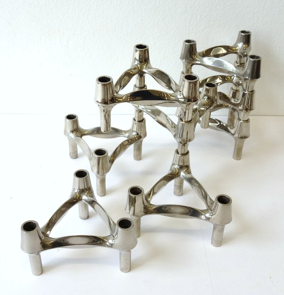 Vintage BMF kandelaar Fritz Nagel chroom, Ophalen of Verzenden, Gebruikt, Zilver, Kandelaar