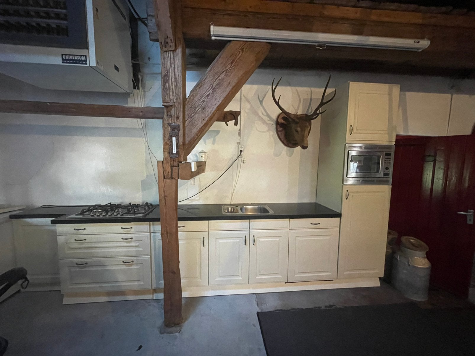 Complete keuken met hardstenen aanrechtblad, Huis en Inrichting, Ophalen, Gebruikt, Graniet of Steen, Enkelwandige keuken