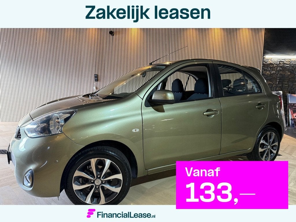 Nissan Micra Olijf groen 1.2 Pano | navi | keyless | Pdc, Voorwielaandrijving, Stof, Gebruikt, Zwart