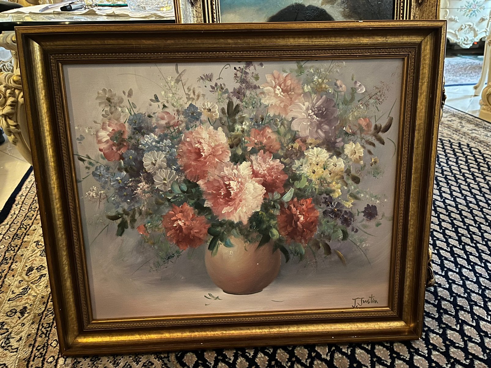Prachtige olieverf bloemen stilleven schilderij, Ophalen