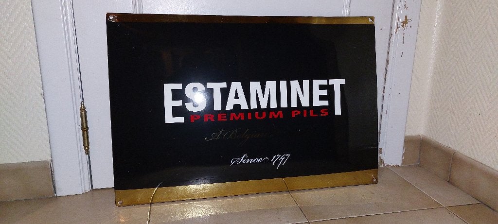 Estaminet bier - bierplaat in emaille, Ophalen of Verzenden, Nieuw, Reclamebord, Plaat of Schild, Overige merken
