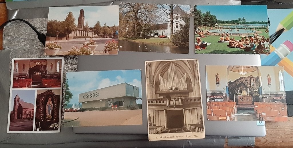5 ansichtkaarten en 2 fotokaarten Weert, Ophalen, Noord-Brabant