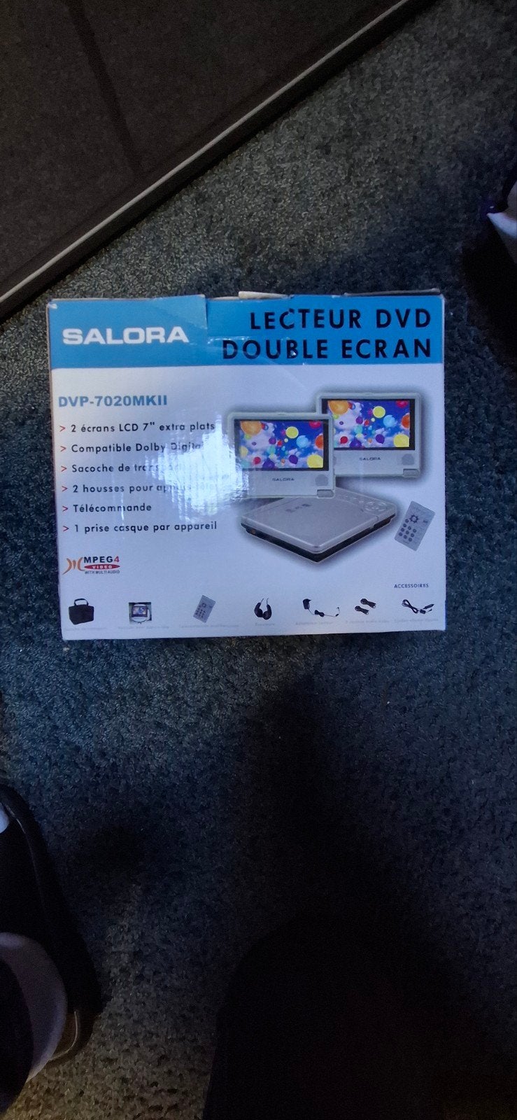 Salora DVP-7020MKII Draagbare DVD-speler met dubbel scherm, Gebruikt, Draagbaar, Ophalen of Verzenden, Overige merken