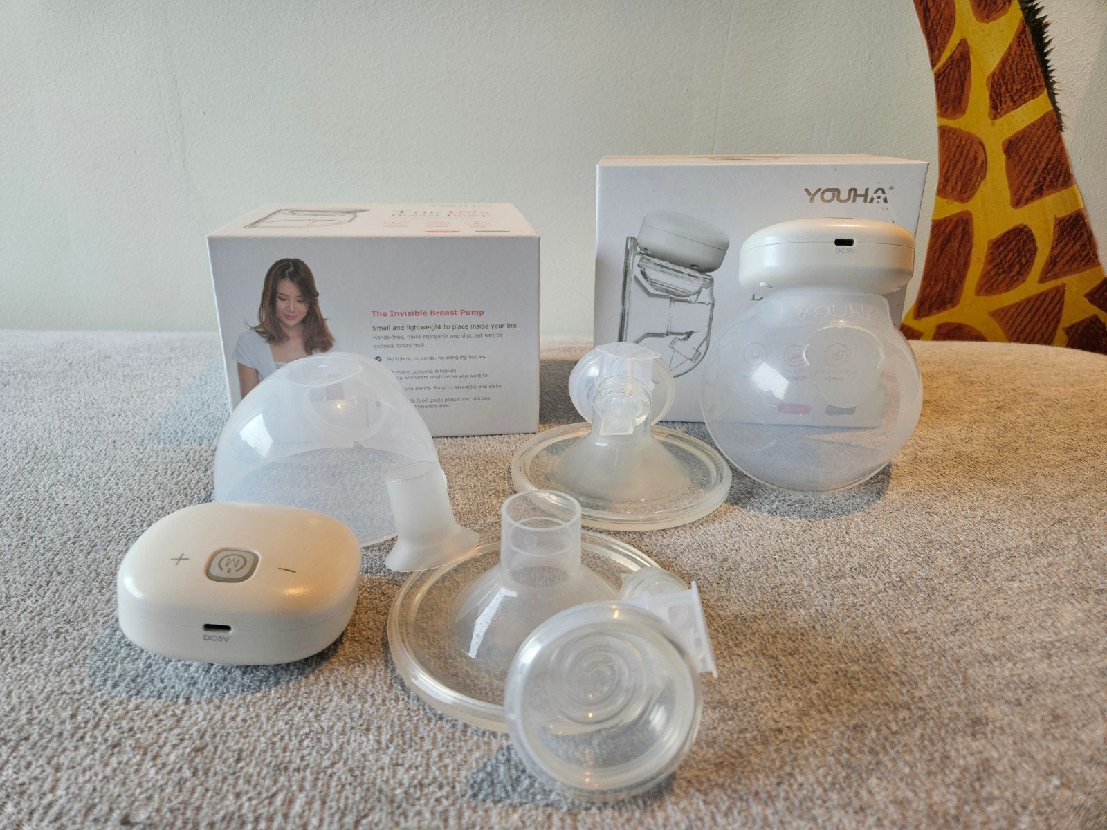 Youha The Ins Draadloze Borstkolf - Handsfree en Draagbaar, Kinderen en Baby's, Ophalen of Verzenden, Zo goed als nieuw, Draagbaar