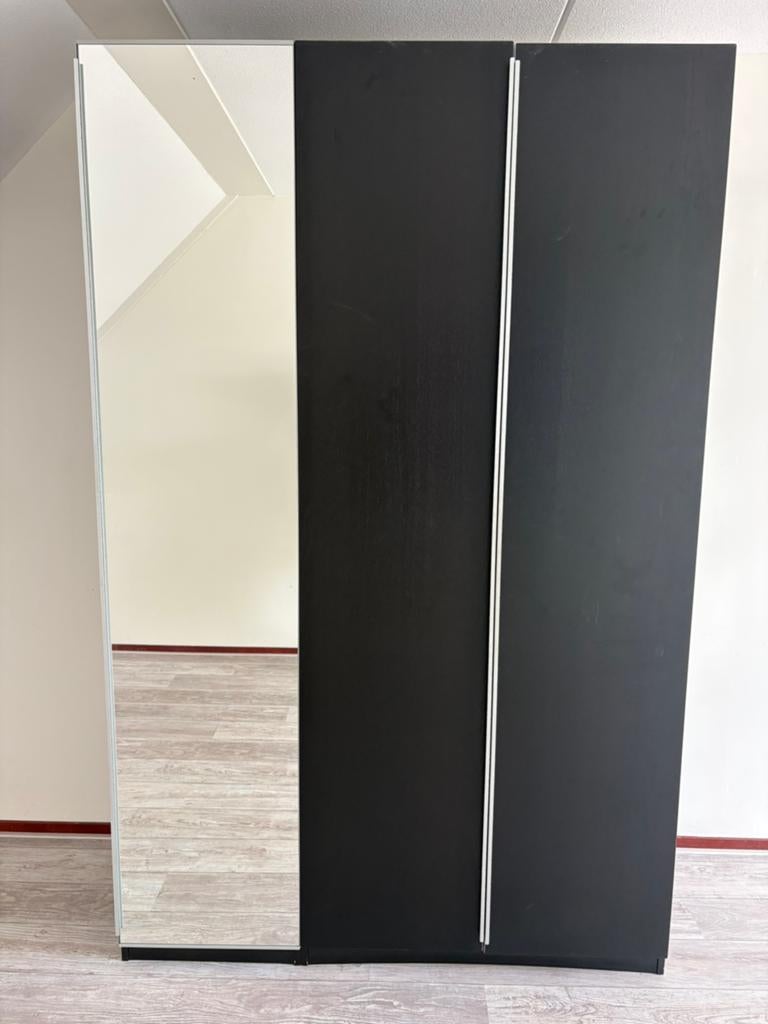 Pax kast zwart met 1 spiegeldeur, Huis en Inrichting, Kasten | Kledingkasten, Ophalen, Gebruikt, 200 cm of meer, 50 tot 100 cm