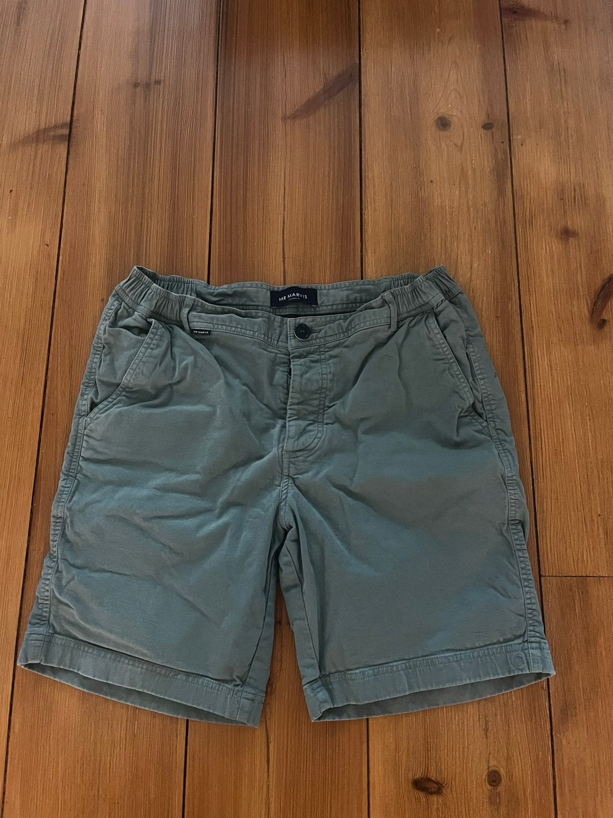 Mooie blauwgroene chinoshort Mr.Marvis, The Originals, L, Ophalen of Verzenden, Zo goed als nieuw, Maat 52/54 (L), Groen