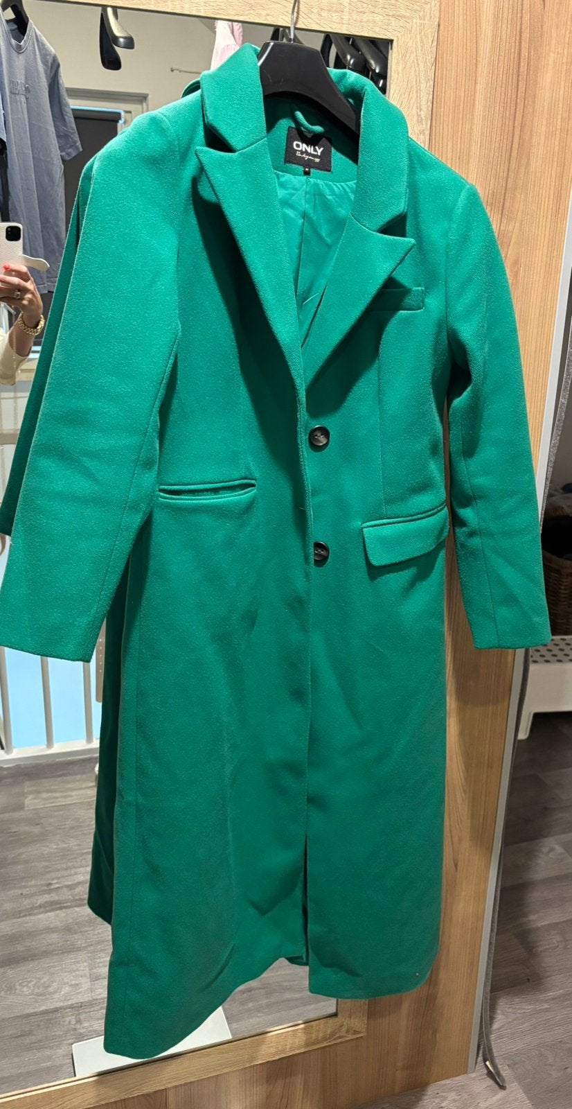 Groene lange tussenjas, Ophalen of Verzenden, Zo goed als nieuw, Maat 38/40 (M), Groen