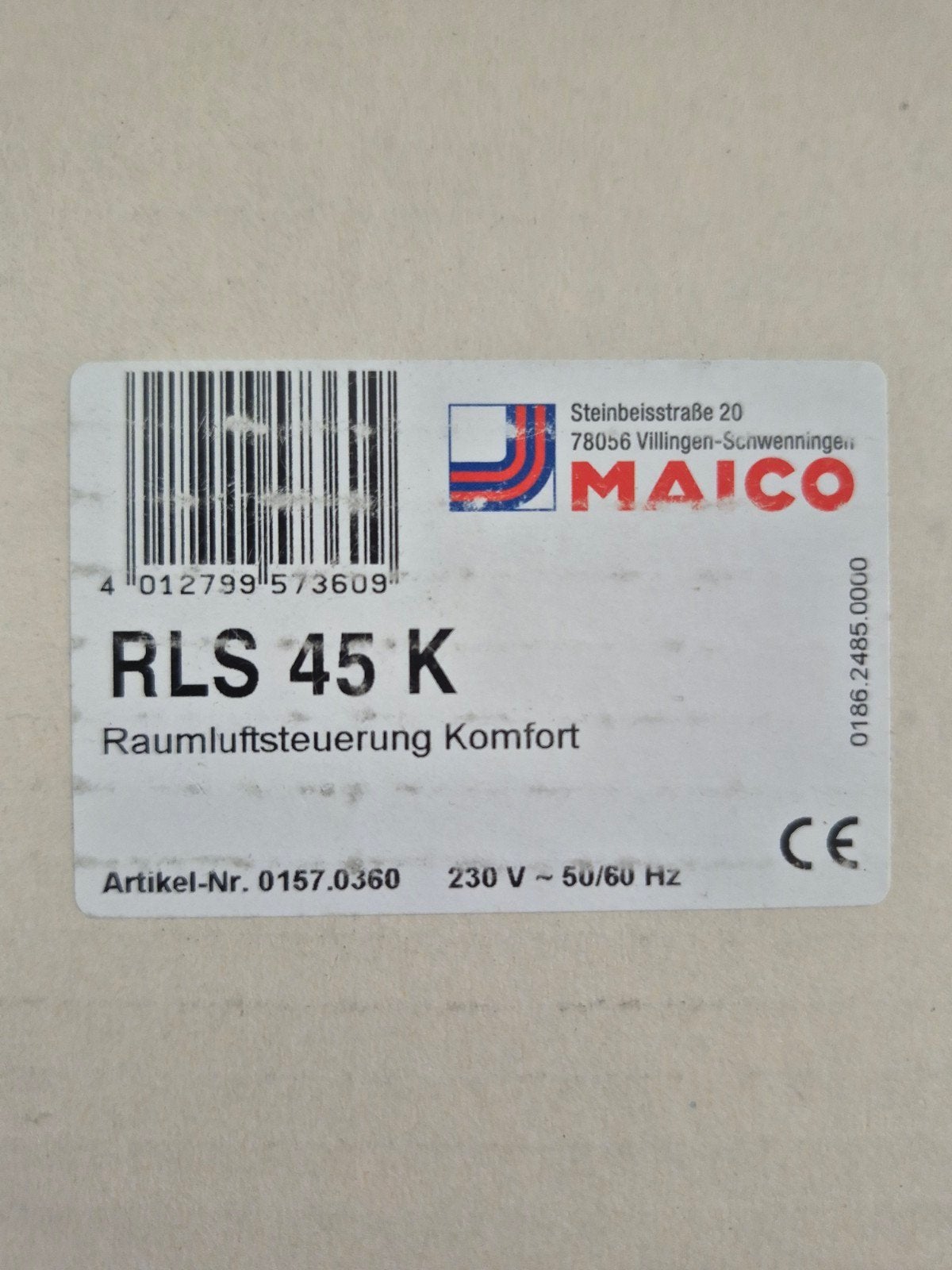 MAICO RLS 45 K Ruimteluchtregeling Comfort, Ophalen of Verzenden, Nieuw, Ventilator en Afzuiger