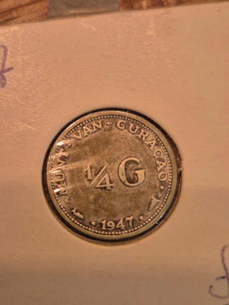 Kwartje Curaçao 1947 Koningin Wilhelmina, Verzenden, Koningin Wilhelmina, Overige waardes, Losse munt