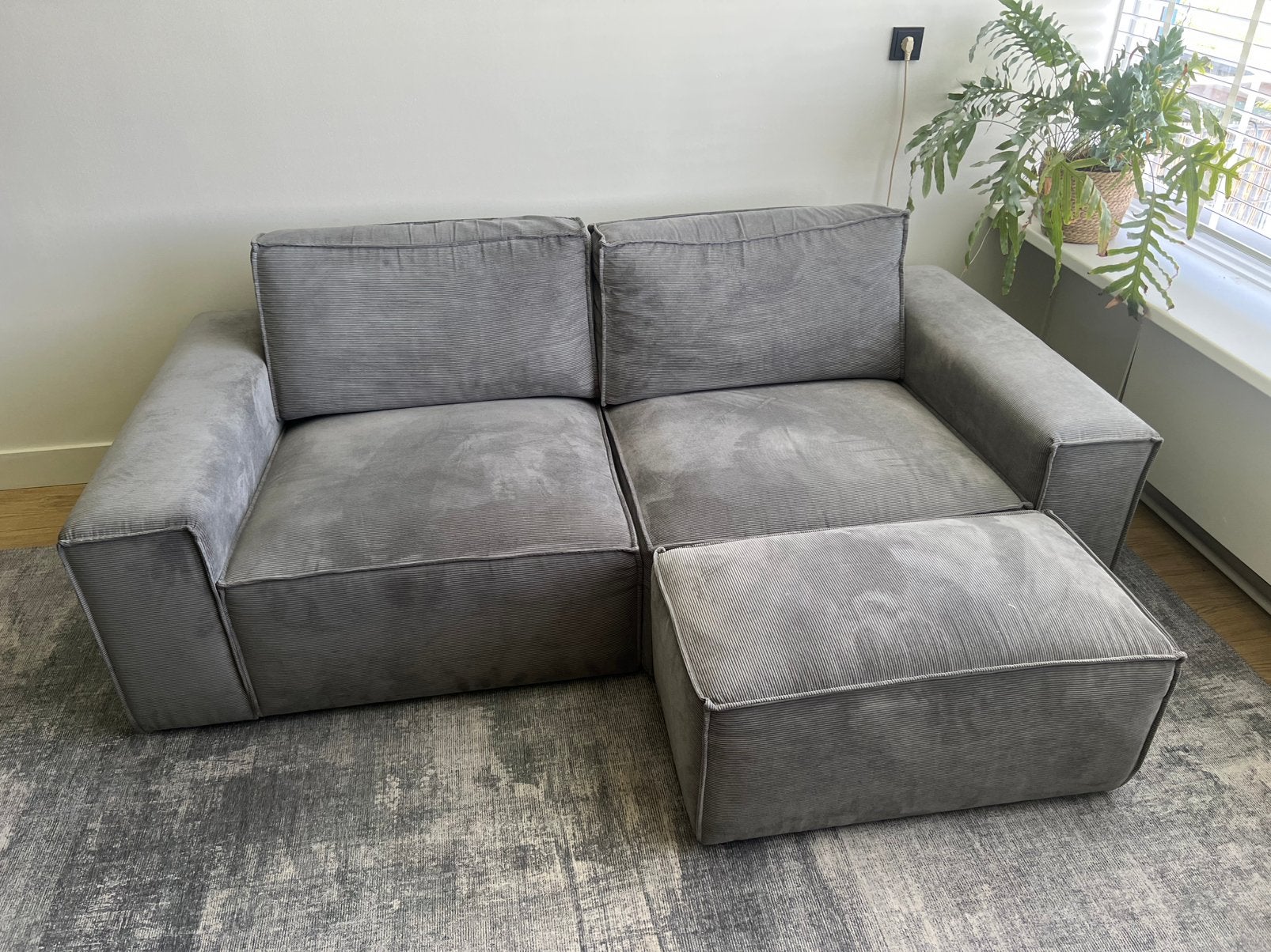 Modulaire bank James rib vergrijsd groen, Ophalen, Zo goed als nieuw, Stof