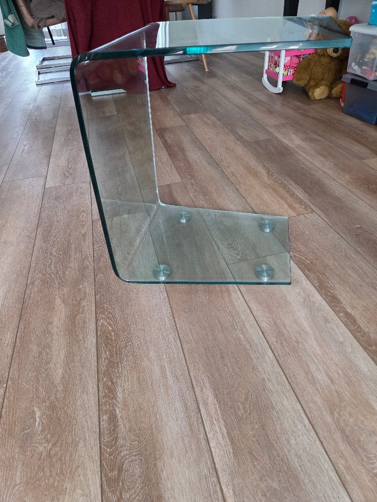 Retro glazen bijzettafeltje, Retro jaren '80, Minder dan 55 cm, Gebruikt, Glas