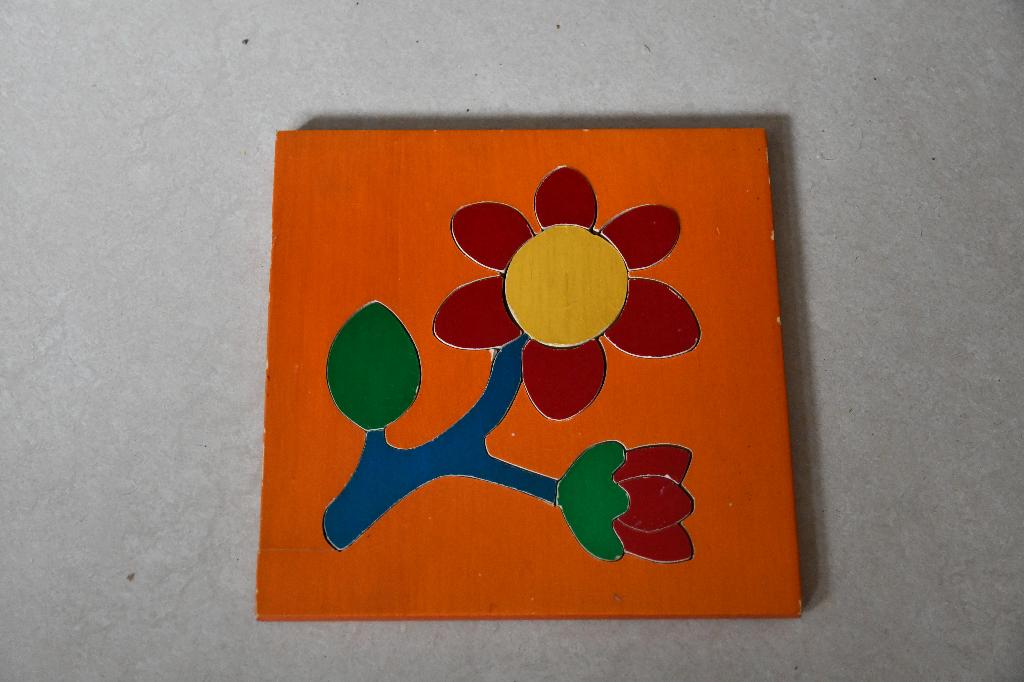 Houten inlegpuzzel bloem, Ophalen of Verzenden, Zo goed als nieuw, Van hout, Minder dan 10 stukjes