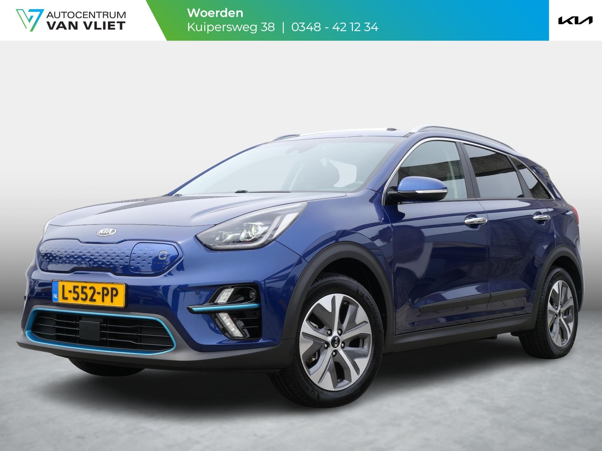 Kia e-Niro DynamicPlusLine 64 kWh | 3Fase | Trekhaak | Stoel, 12 maanden, Gebruikt, 1712 kg, Blauw