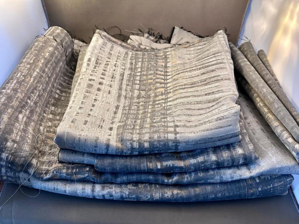 Set restjes gordijnstof in grijstinten., Hobby en Vrije tijd, Stoffen en Lappen, Nieuw, Ophalen of Verzenden, 30 tot 120 cm, Polyester