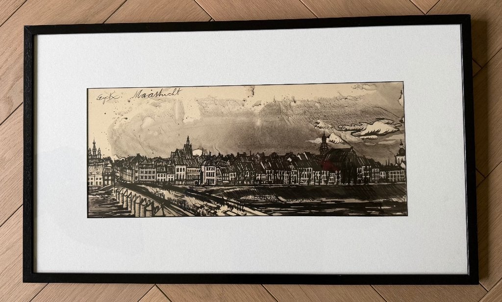 Charles Eijk – Maastricht – ingelijste replica (70 x 41 cm), Antiek en Kunst, Kunst | Schilderijen | Klassiek, Ophalen of Verzenden