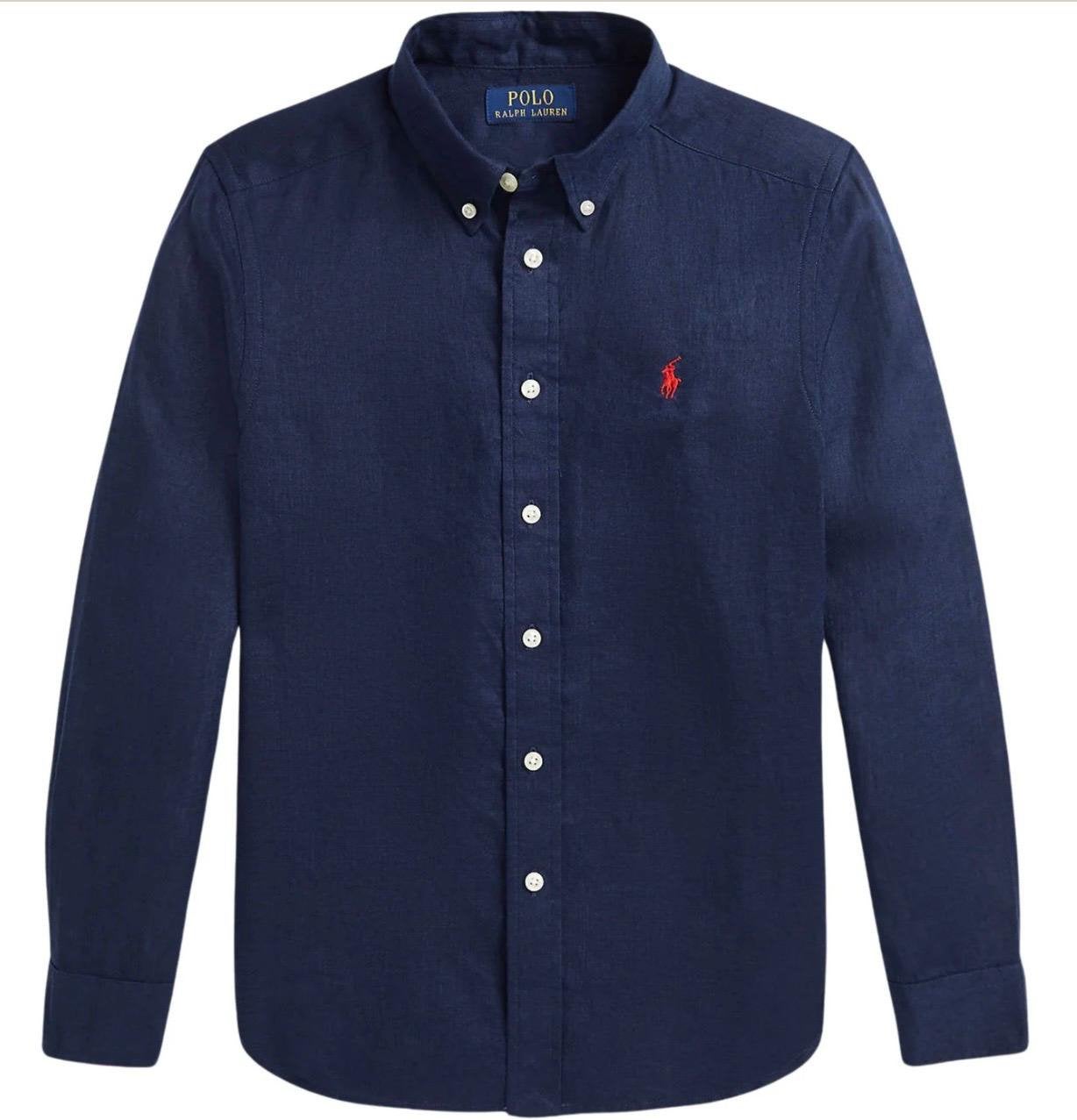 Ralph Lauren 10-12 jaar linnen overhemd, Ophalen of Verzenden, Zo goed als nieuw, Jongen, Overhemd of Blouse