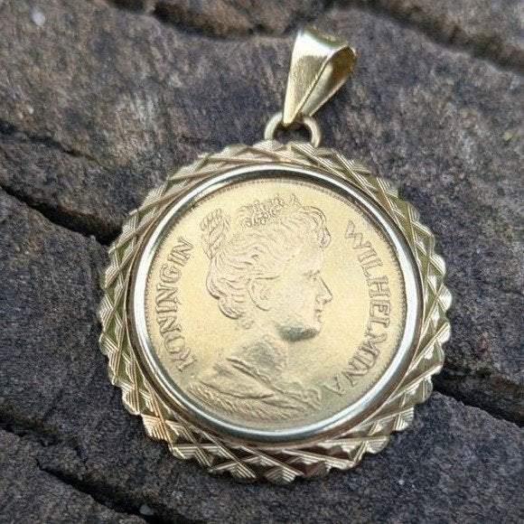 Gouden hanger met Wilhelmina 5 Gulden munt 1912, Ophalen