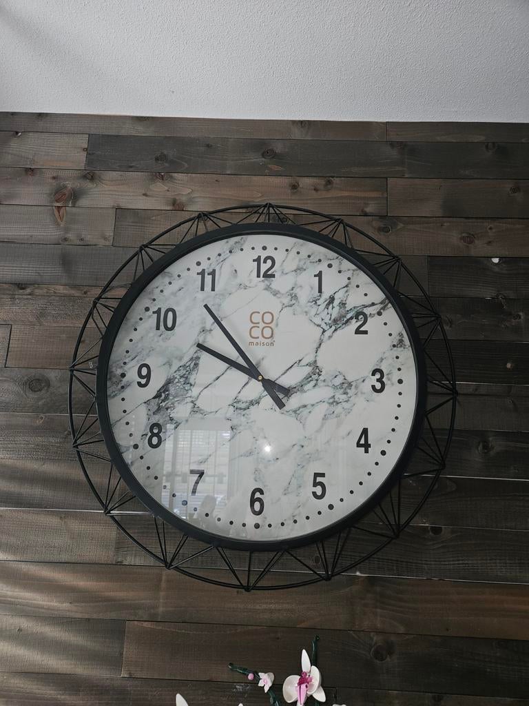 Mega klok industrieel 70 cm doorsnee 10 cm dik draadraster, Ophalen of Verzenden