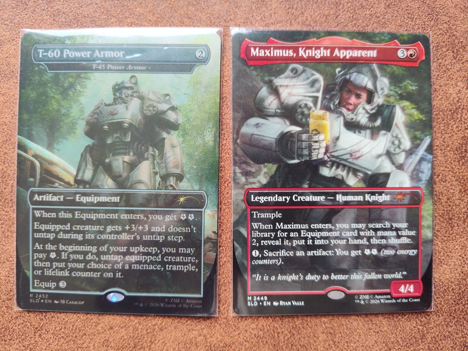 T60 Power Armor foil & Maximus, Knight Apparent Fallout, Ophalen of Verzenden, Nieuw, Meerdere kaarten, Foil