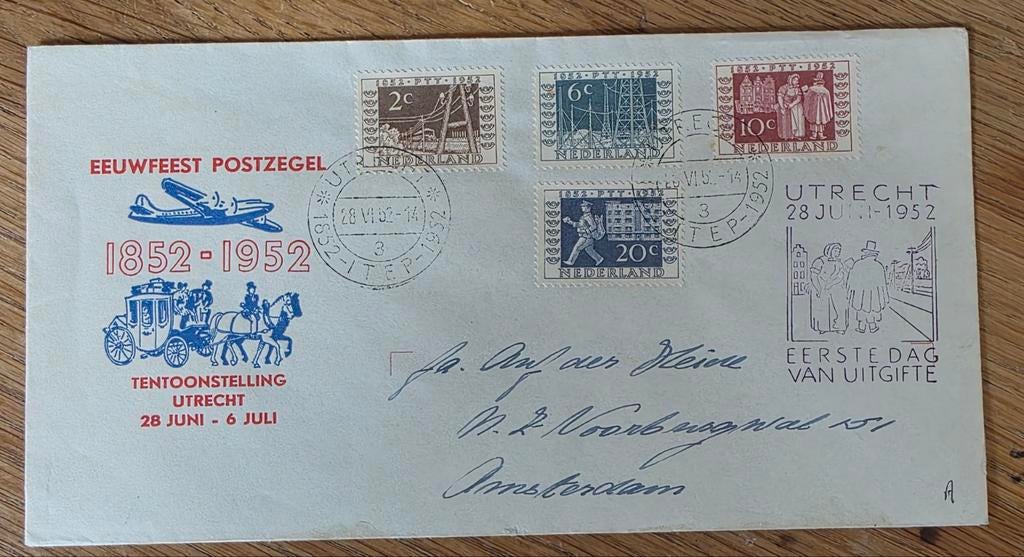 ITEP 1952 Nederland NVPH 592-595 FDC Eerste Dag Envelop, Postzegels en Munten, Postzegels | Eerstedagenveloppen, Ophalen of Verzenden