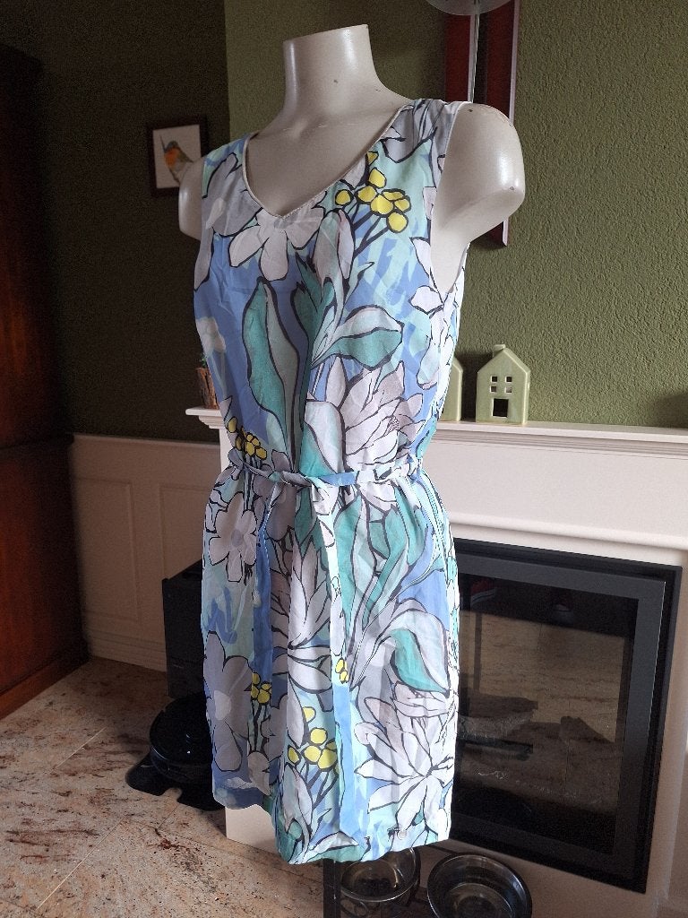 Terre Bleue gevoerde pastel kleurige jurk 40, Kleding | Dames, Maat 38/40 (M), Zo goed als nieuw, Knielengte, Meerkleurig