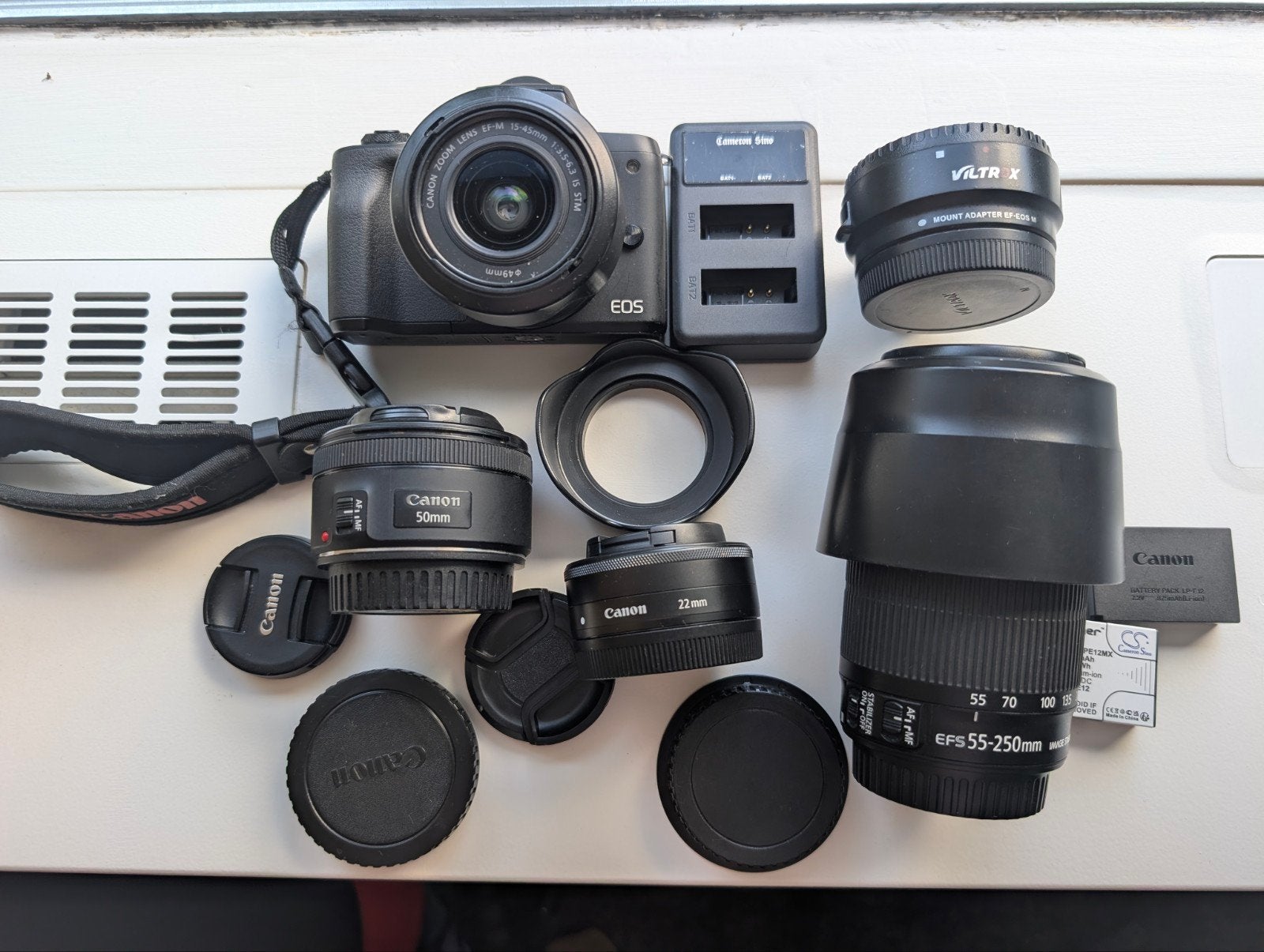 Canon EOS M50 Mark II + 4 lenzen, Gebruikt, Canon, Ophalen of Verzenden, 24 megapixels